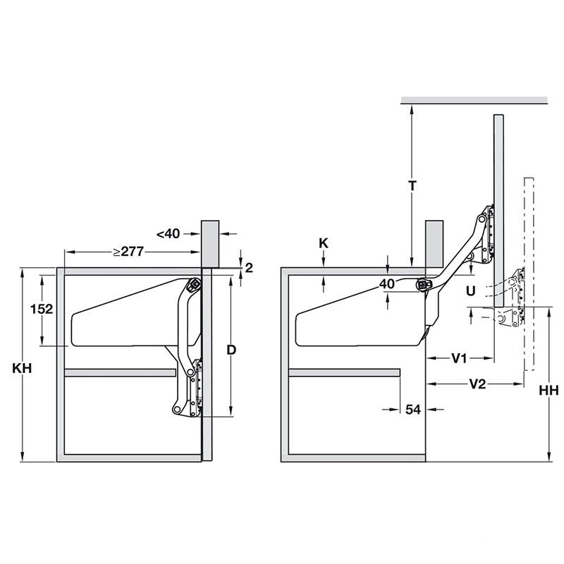 Lắp đặt phụ kiện tay nâng Hafele 372.33.632 Lắp đặt phụ kiện tay nâng Hafele 372.33.632