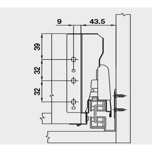 Ray hộp Hafele 552.77.781 6 Lắp đặt ray hộp Hafele 552.77.781