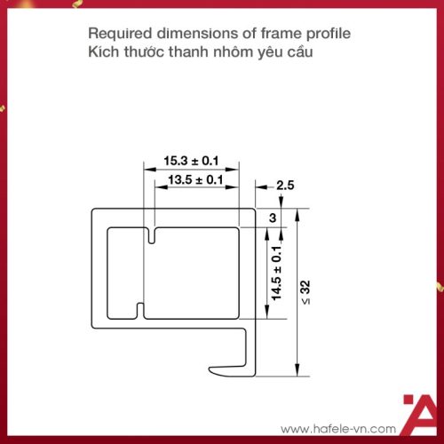 Nhóm nối sử dụng với khung nhôm Hafele 342.79.718