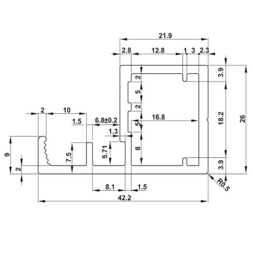Thông số khung nhôm alusion H02 Hafele 563.58.343