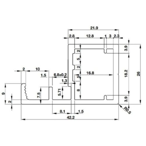 Thông số khung nhôm Alusion H02 Hafele 563.58.943