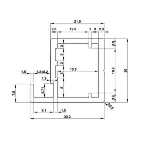 Thông số khung nhôm alusion S02 Hafele 563.58.333