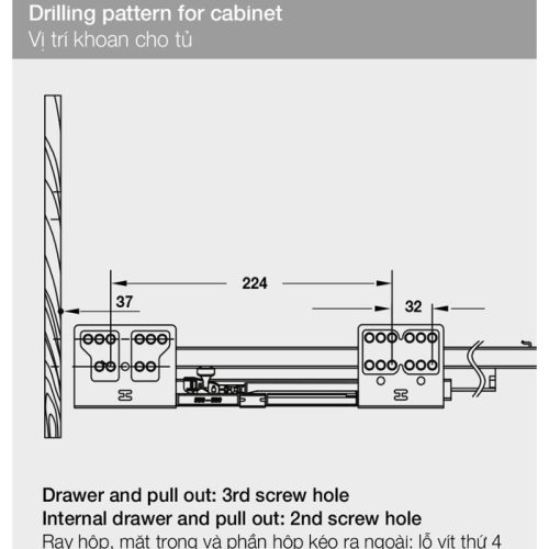 Vị trí ray hộp âm Hafele 552.03.785