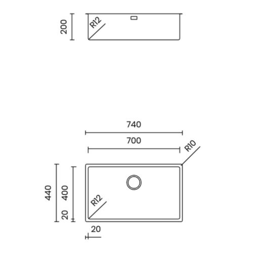Kích thước chậu rửa bát Nobinox DURIX NT622N