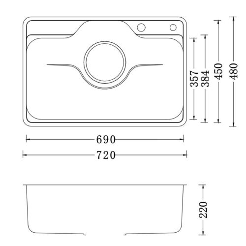 Kích thước chậu rửa bát Nobinox LIKEN NL724D