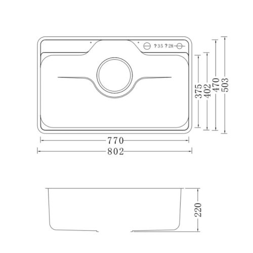 Kích thước chậu rửa bát Nobinox LIKEN NL725D