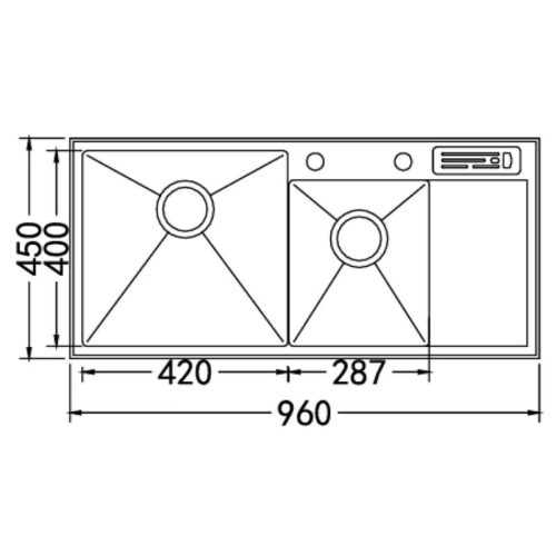 Kích thước chậu rửa bát Nobinox LIKEN NL746