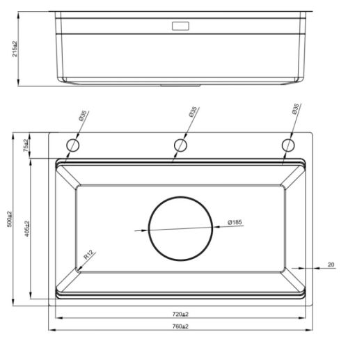 Kích thước chậu rửa bát Nobinox LIRA NJ560D