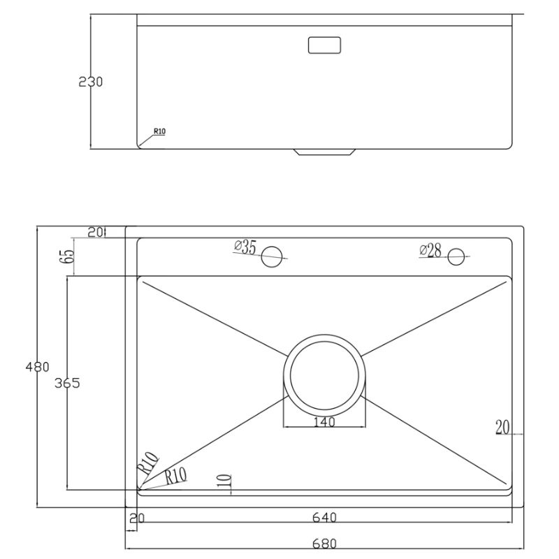 Kích thước chậu rửa bát Nobinox LUMIA NJ557 Kích thước chậu rửa bát Nobinox LUMIA NJ557