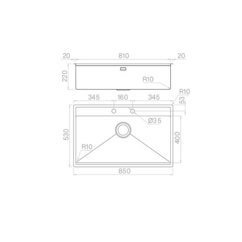 Kích thước chậu rửa bát Nobinox NEWGO NA830