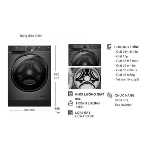 kich thuoc may giat electrolux inverter 9 kg ewf9023p5sc cua truoc