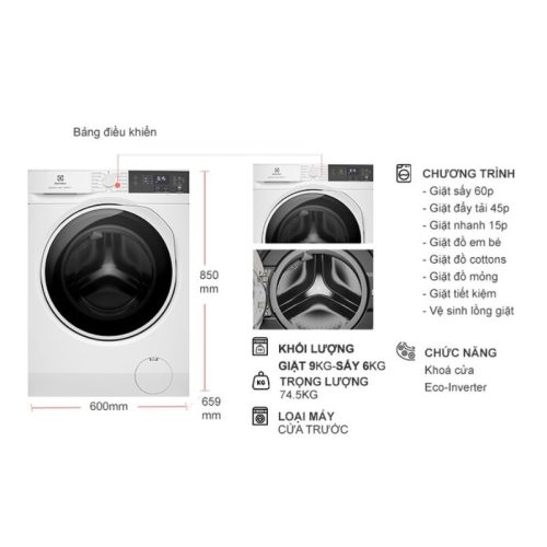kich thuoc may giat say electrolux inverter giat 9 kg say 6 kg eww9024p3wc