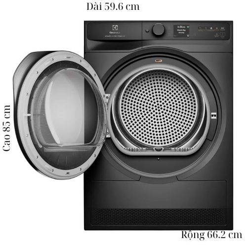 kich thuoc may say bom nhiet electrolux inverter 9 kg edh902r9sc