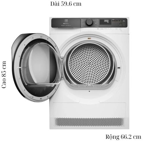kich thuoc may say bom nhiet electrolux inverter 9 kg edh903r7wc