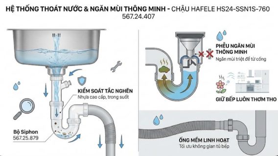 Hệ thống thoát nước và ngăn mùi thông minh