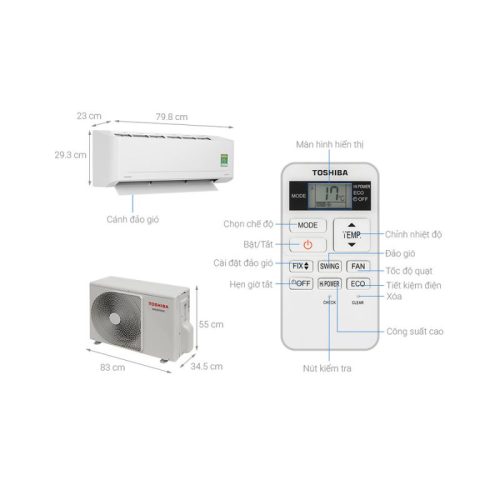 kich thuoc may lanh toshiba inverter 2 hp ras h18s5kcv2g v