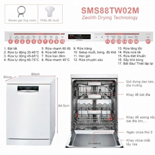 Máy rửa bát Bosch SMS88TW02M 3 kich thuoc may rua bat bosch sms88tw02m