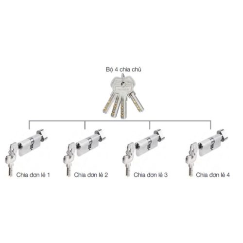 Bộ 4 ruột khóa chìa chủ một cấp Hafele DIY 489.56.411