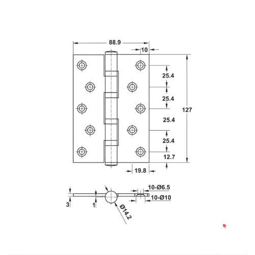 Bản lề lá DIY Hafele 489.05.025 127x89x3mm-4BB SSS 1 kich thuoc ban le la diy hafele 489 05 025 127x89x3mm 4bb sss