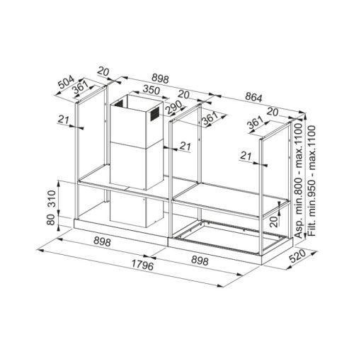 Máy hút mùi đảo Franke FMY BK MATT F180 5 kich thuoc may hut mui dao franke fmy bk matt f180