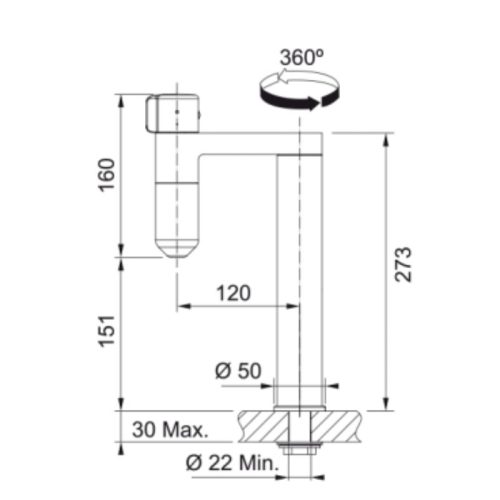 Vòi rửa bát Franke 120.0621.228 Industrial Black / Steel Optics 3 kich thuoc voi rua bat franke 120 0621 228 industrial black steel optics
