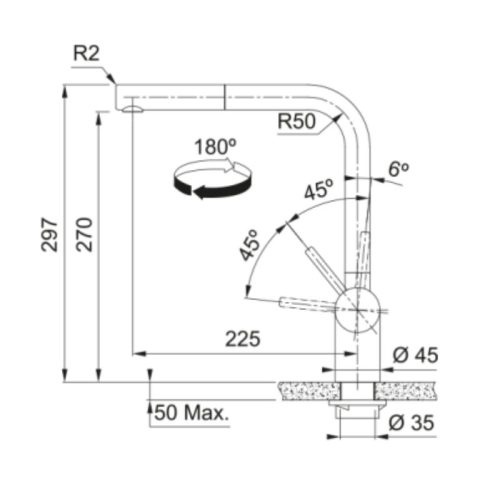 Vòi rửa bát Franke CT1310S 115.0560.512 3 kich thuoc voi rua bat franke ct1310s 115 0560 512