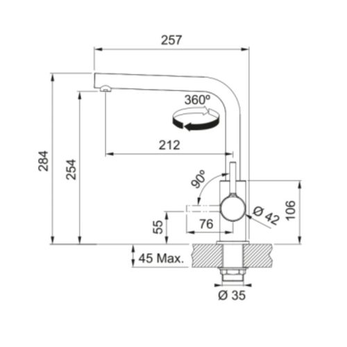 Vòi rửa bát Franke Lina CT9021C Chrome 3 kich thuoc voi rua bat franke lina ct9021c chrome