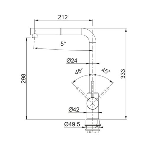 Vòi rửa bát Franke PT932G 115.0668.279 Onyx 4 kich thuoc voi rua bat franke pt932g 115 0668 279 onyx
