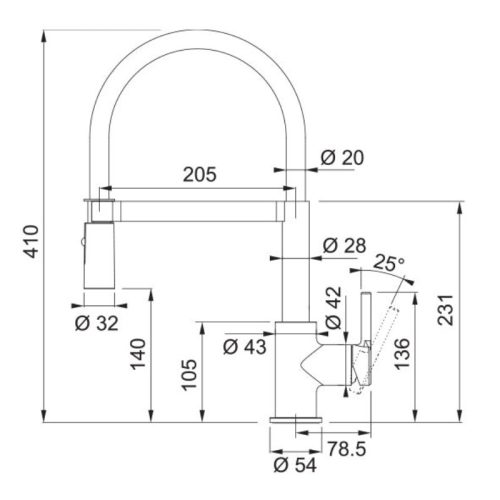 Vòi rửa chén Franke CT995C 5 kich thuoc voi rua chen franke ct995c