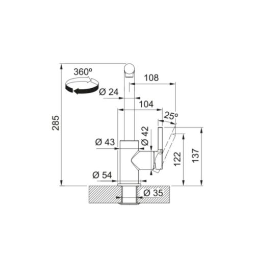 Vòi rửa FRANKE CT 935C Chrome 3 kich thuoc voi rua franke ct 935c chrome
