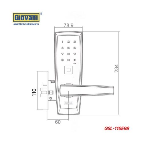 Thông số khóa vân tay thông minh GIOVANI GSL-116E98C