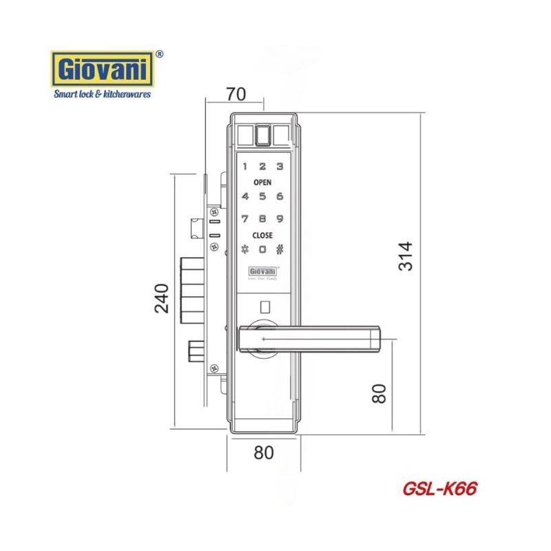 Thông số khóa vân tay thông minh GIOVANI GSL-K66BG Thông số khóa vân tay thông minh GIOVANI GSL-K66BG