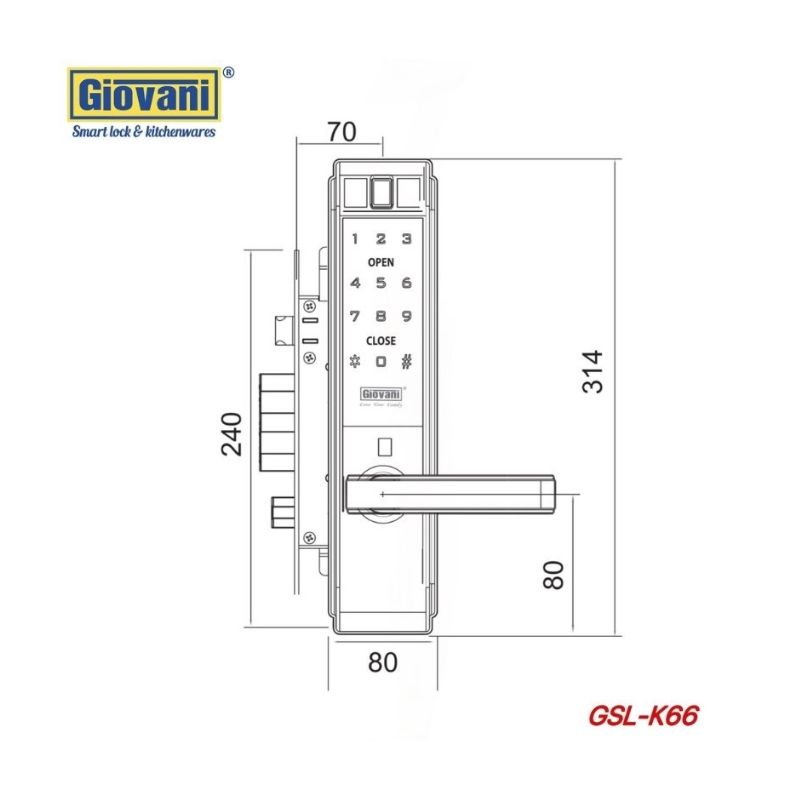 Thông số khóa vân tay thông minh GIOVANI GSL-K66BS Thông số khóa vân tay thông minh GIOVANI GSL-K66BS