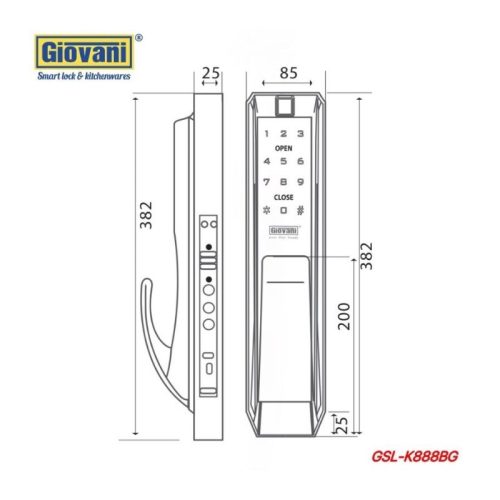 Thông số khóa vân tay thông minh GIOVANI GSL-K888BG