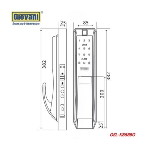 Thông số khóa vân tay thông minh GIOVANI GSL-K888BS