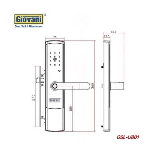 Thông số khóa vân tay thông minh GIOVANI GSL-U801B