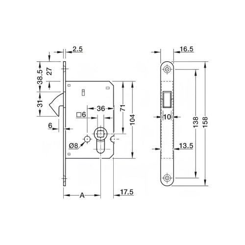 Khóa cửa trượt WC tay nắm âm Hafele 911.27.503 màu xám đen 6 kich thuoc 1 khoa cua truot wc tay nam am hafele 911 27 503 mau xam den