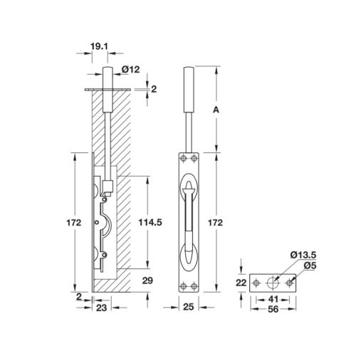 Chốt âm Hafele 911.81.166 3 kich thuoc chot am 155mm inox mo hafele 911.81.166