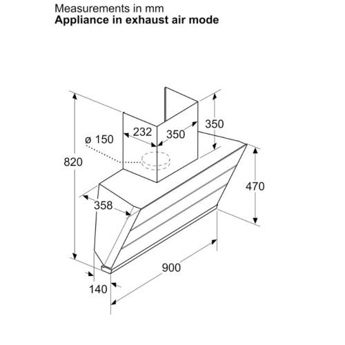 Máy hút mùi Bosch DWK98IJ60I 6 Kích thước máy hút mùi Bosch DWK98IJ60I