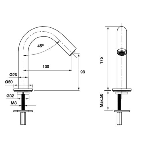 Vòi rửa tay tự động H-175 Hafele 589.63.061 2 Vòi rửa tay tự động H-175 Hafele 589.63.061