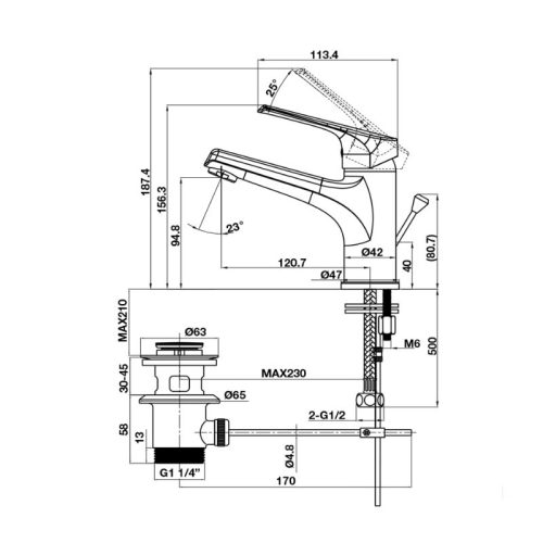 Vòi trộn lavabo Vigor 90 có bộ xả kéo Hafele 589.15.180