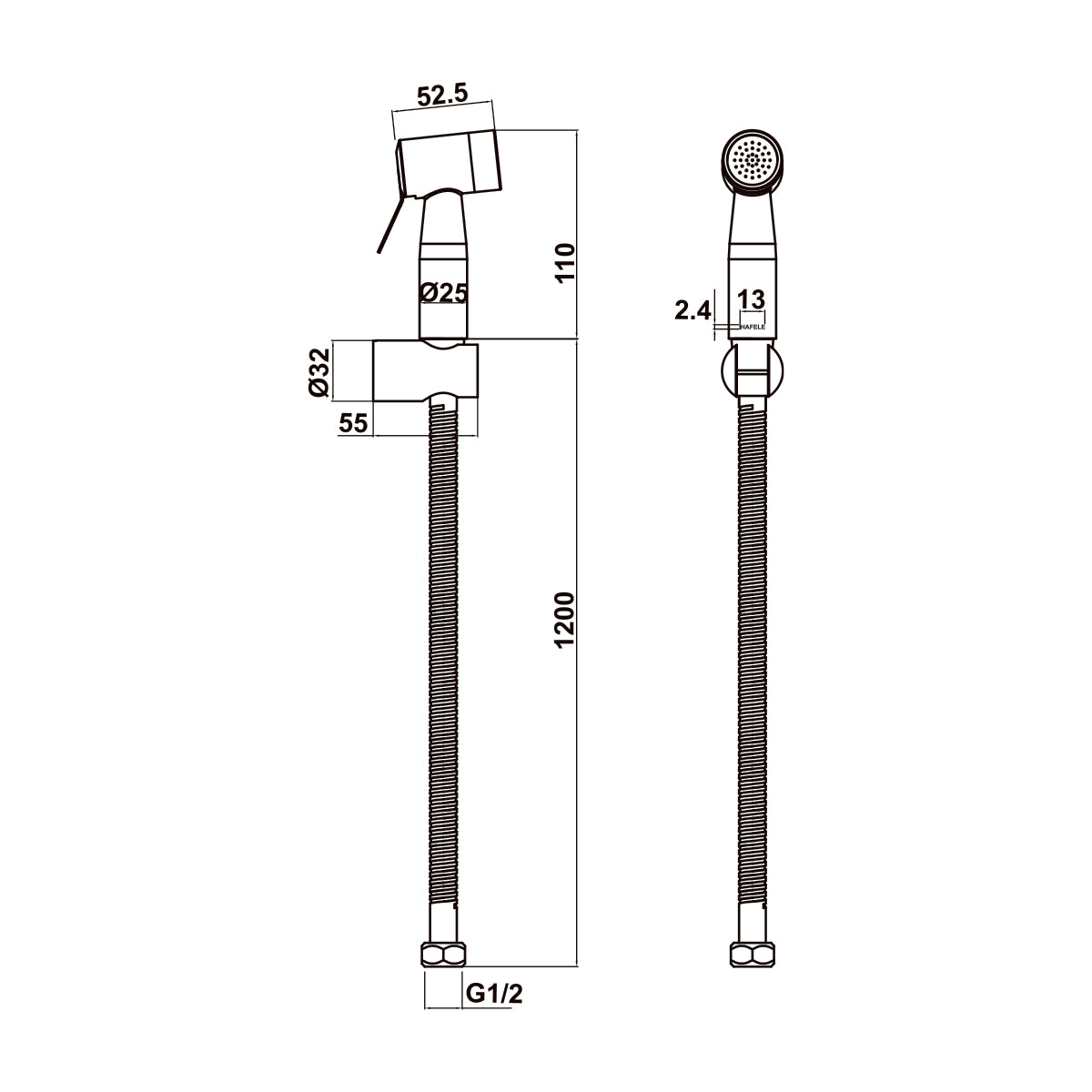 Vòi xịt vệ sinh Hafele 485.95.097 Vòi xịt vệ sinh Hafele 485.95.097